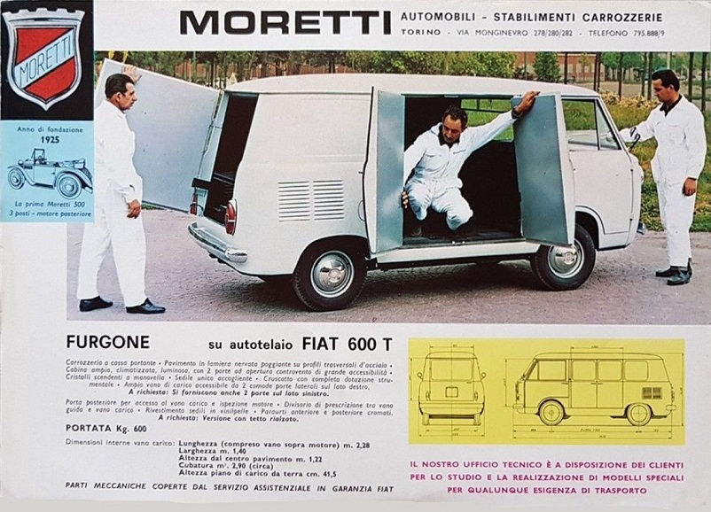 Fiat 600 T, Molto ben fatta e dettagliata questa brochure della Carrozzeria Moretti. 