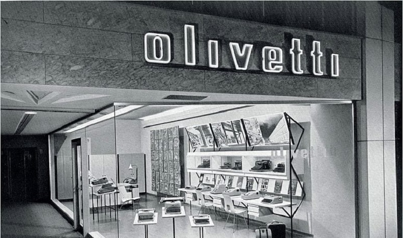 Anni 50 e il design italiano, Un negozio Olivetti. 