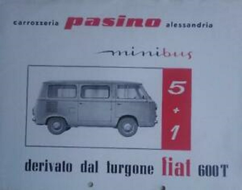 Fiat 600 T , La brochure della Carrozzeria Pasino per il suo minibus. 