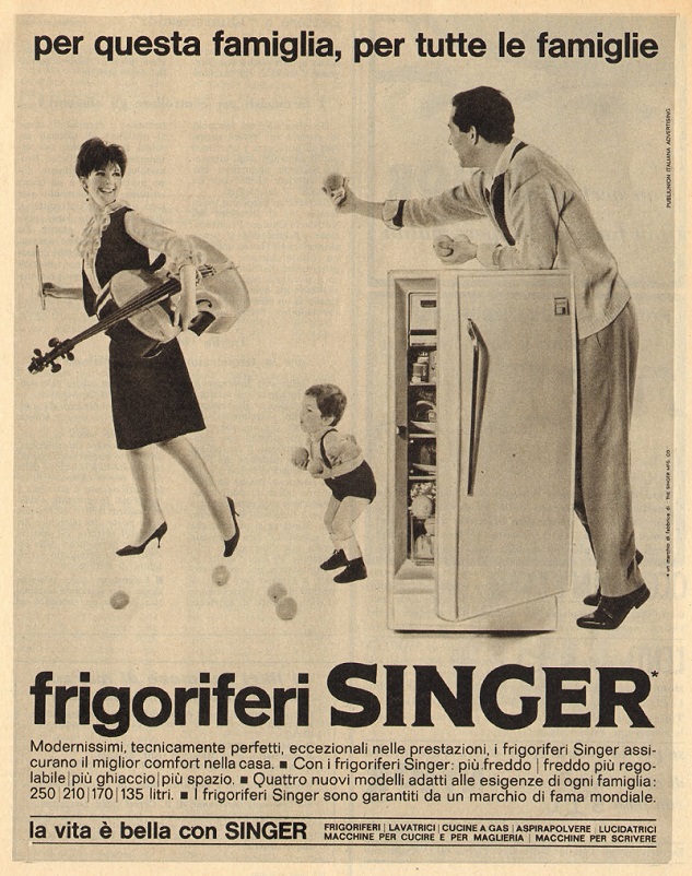 Anni 50 e il design italiano, Un frigorifero proposto dalla Singer alla fine degli anni 50. 