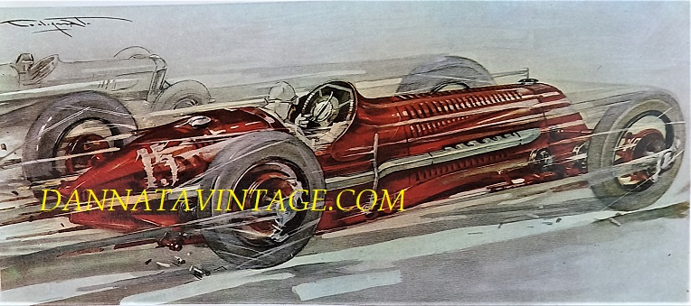 Si correva, sempre una Fiat ma la 806 in un disegno realizzato dal pittore Codognato, era una dodici cilindri su due file affiancate guidata da Bordino che nel GP di Monza del 1927 vinse nella categoria "vetturette". 